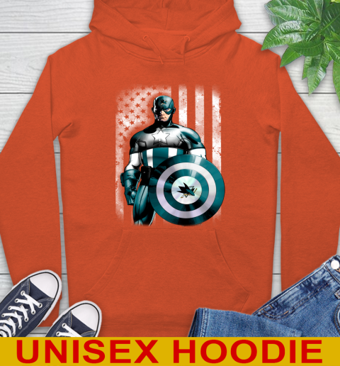 San Jose Sharks NHL Hockey Captain America Marvel Avengers American Flag Shirt Hoodie 4