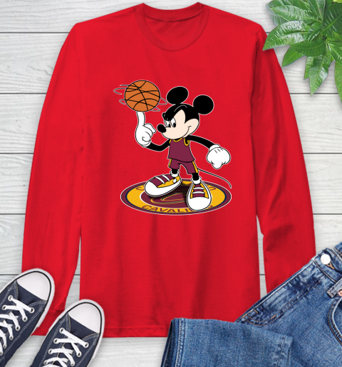 NBA Basketball Cleveland Cavaliers Cheerful Mickey Disney Shirt Long Sleeve T-Shirt 11