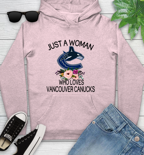 NHL Just A Woman Who Loves Vancouver Canucks Hockey Sports Youth Hoodie 6