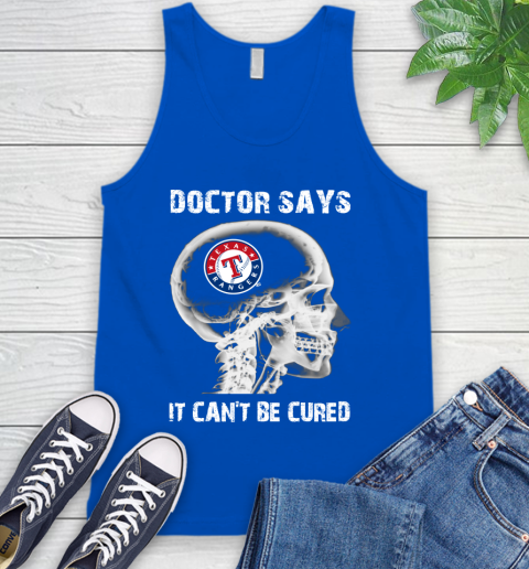 MLB Texas Rangers Baseball Skull It Can't Be Cured Shirt Tank Top 4