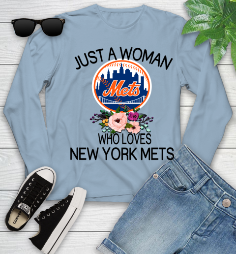 MLB Just A Woman Who Loves New York Mets Baseball Sports Youth Long Sleeve 6