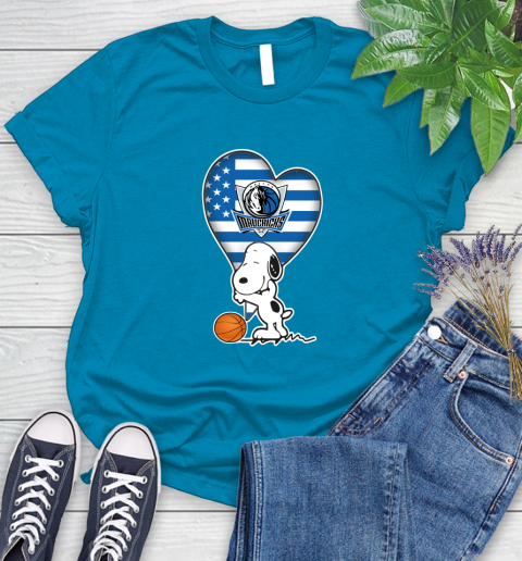 Dallas Mavericks NBA Basketball The Peanuts Movie Adorable Snoopy Women's T-Shirt 7