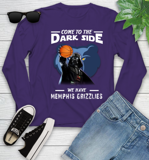 NBA Come To The Dark Side We Have Memphis Grizzlies Star Wars Darth Vader Basketball Youth Long Sleeve 4