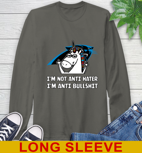 Carolina Panthers NFL Football Unicorn I'm Not Anti Hater I'm Anti Bullshit Long Sleeve T-Shirt 8