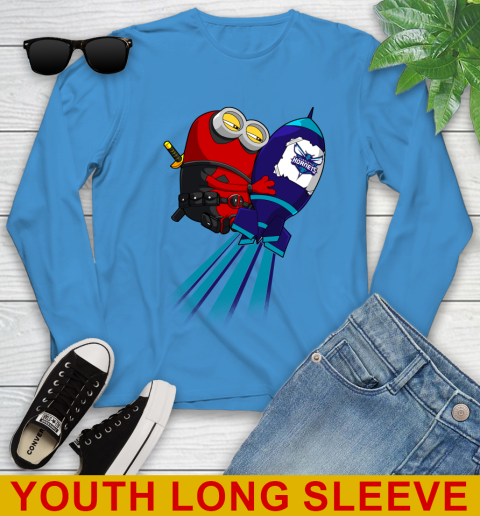NBA Basketball Charlotte Hornets Deadpool Minion Marvel Shirt Youth Long Sleeve 8