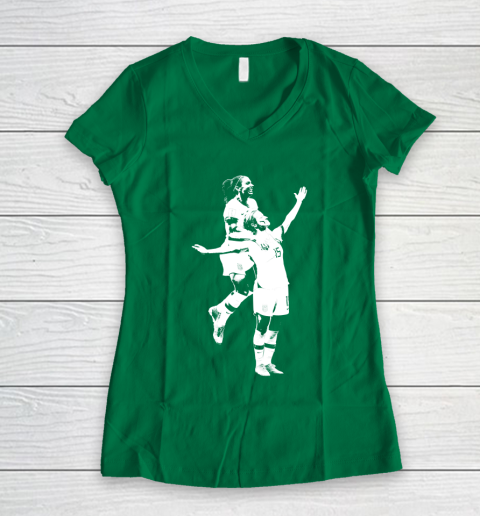 Megan Rapinoe and Alex Morgan Victory Pose  The White Stencil Women's V-Neck T-Shirt 3