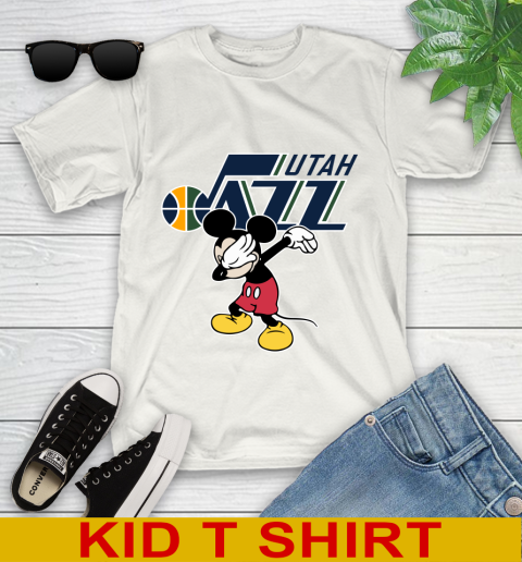 Utah Jazz NBA Basketball Dabbing Mickey Disney Sports Youth T-Shirt