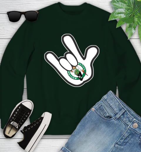 Boston Celtics NBA Basketball Mickey Rock Hand Disney Youth Sweatshirt 10