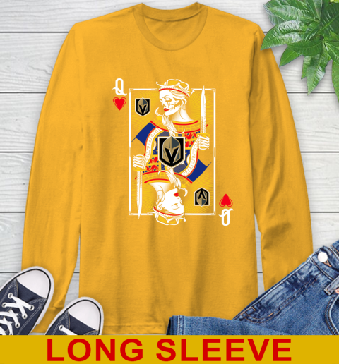 NHL Hockey Vegas Golden Knights The Queen Of Hearts Card Shirt Long Sleeve T-Shirt 2