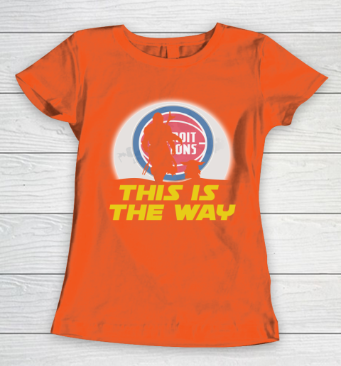 Detroit Pistons NBA Basketball Star Wars Yoda And Mandalorian This Is The Way Women's T-Shirt 3