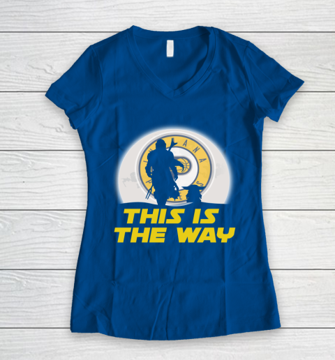 Indiana Pacers NBA Basketball Star Wars Yoda And Mandalorian This Is The Way Women's V-Neck T-Shirt 7