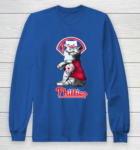MLB Baseball My Cat Loves Philadelphia Phillies Long Sleeve T-Shirt