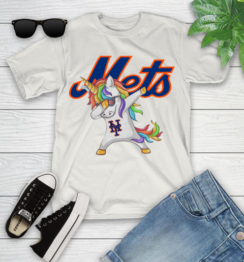 New York Mets MLB Baseball Funny Unicorn Dabbing Sports Youth T-Shirt 12