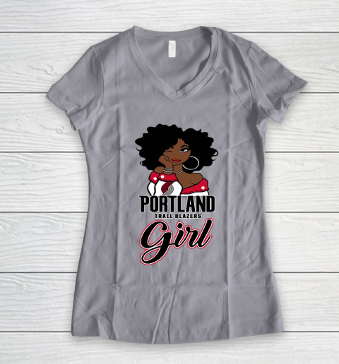 Portland Trail Blazers Girl NBA Women's V-Neck T-Shirt 4