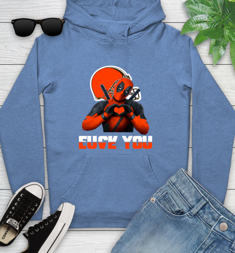 NHL Cleveland Browns Deadpool Love You Fuck You Football Sports Youth Hoodie 13