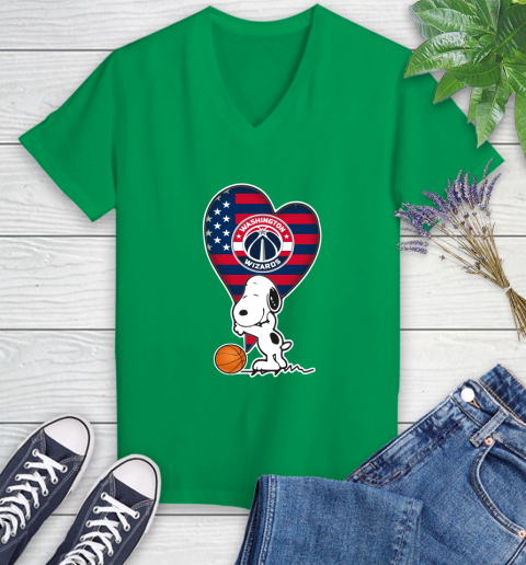 Washington Wizards NBA Basketball The Peanuts Movie Adorable Snoopy Women's V-Neck T-Shirt 5
