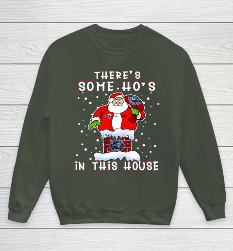 Los Angeles Rams Christmas There Is Some Hos In This House Santa Stuck In The Chimney NFL Youth Sweatshirt 8