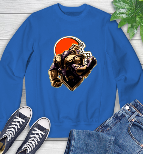 NFL Thanos Avengers Endgame Football Sports Cleveland Browns Sweatshirt - Image 9