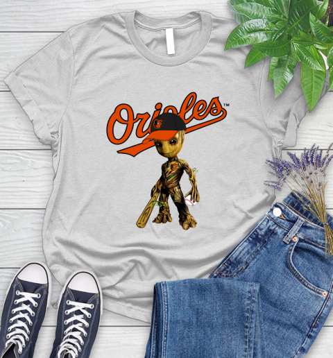 MLB Baltimore Orioles Groot Guardians Of The Galaxy Baseball Women's T-Shirt