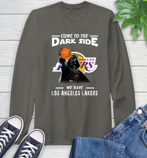 NBA Come To The Dark Side We Have Los Angeles Lakers Star Wars Darth Vader Basketball Long Sleeve T-Shirt 9