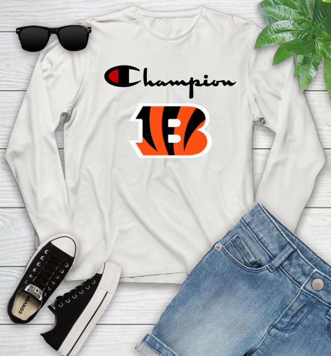 NFL Football Cincinnati Bengals Champion Shirt Youth Long Sleeve 10