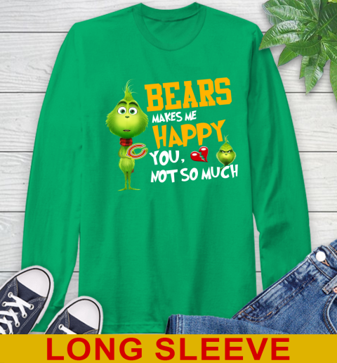NFL Chicago Bears Makes Me Happy You Not So Much Grinch Football Sports Long Sleeve T-Shirt 8