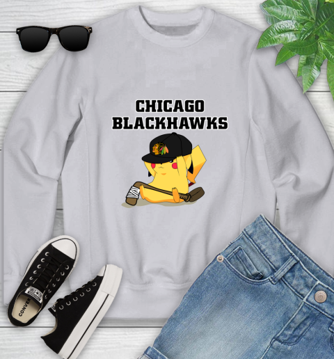 NHL Pikachu Hockey Sports Chicago Blackhawks Youth Sweatshirt 4