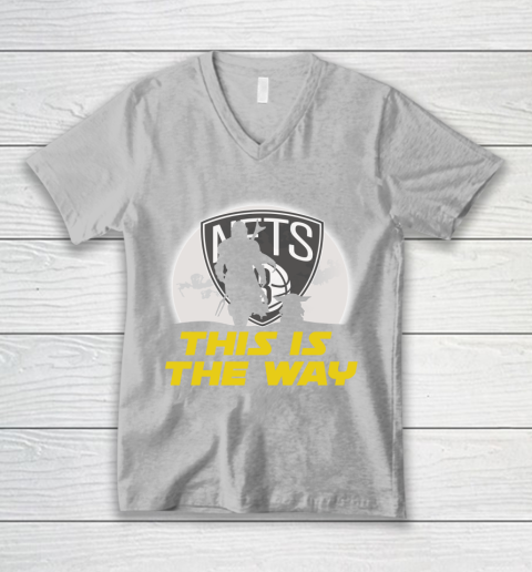 Brooklyn Nets NBA Basketball Star Wars Yoda And Mandalorian This Is The Way V-Neck T-Shirt 3