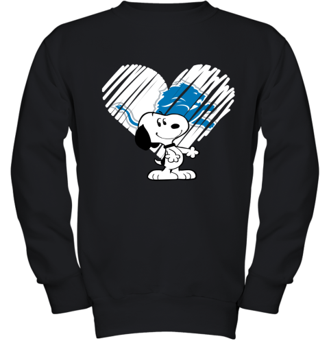 I Love Snoopy Detroit Lions In My Heart NFL Youth Sweatshirt