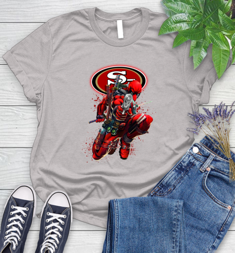 NFL Deadpool Marvel Comics Sports Football San Francisco 49ers Women's T-Shirt 10