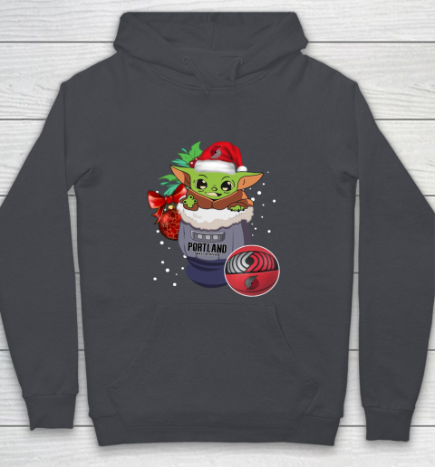 Portland Trail Blazers Christmas Baby Yoda Star Wars Funny Happy NBA Youth Hoodie 7