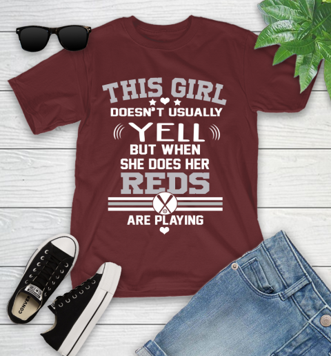 Cincinnati Reds MLB Baseball I Yell When My Team Is Playing Youth T-Shirt 14
