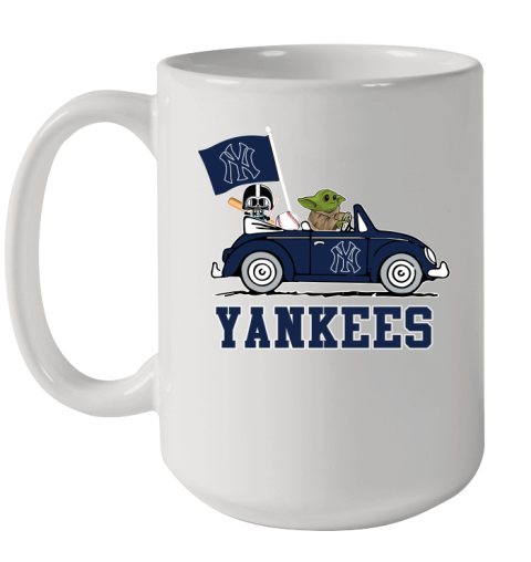 MLB Baseball New York Yankees Darth Vader Baby Yoda Driving Star Wars Shirt Ceramic Mug 15oz