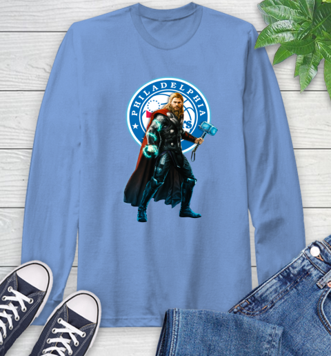 NBA Thor Avengers Endgame Basketball Philadelphia 76ers Long Sleeve T-Shirt 11
