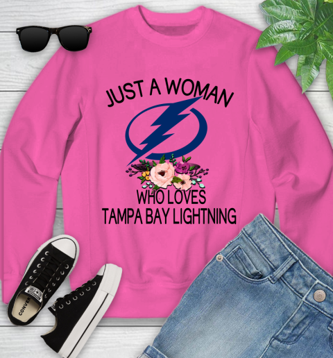 NHL Just A Woman Who Loves Tampa Bay Lightning Hockey Sports Youth Sweatshirt 3