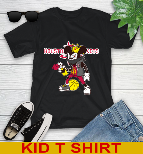 Houston Rockets NBA Basketball Mickey Peace Sign Sports Youth T-Shirt 2