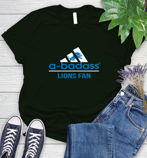 NFL A Badass Detroit Lions Fan Adidas Football Sports Women's T-Shirt 6