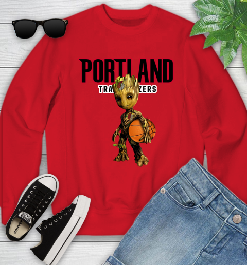 Portland Trail Blazers NBA Basketball Groot Marvel Guardians Of The Galaxy Youth Sweatshirt 9