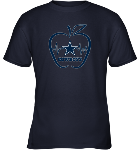 Apple Heartbeat Teacher Symbol Dallas Cowboys Long Sleeve T-Shirt 