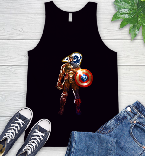 NFL Captain America Marvel Avengers Endgame Football Sports Los Angeles Rams Tank Top 2
