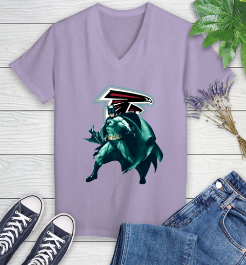 NFL Batman Football Sports Atlanta Falcons Women's V-Neck T-Shirt 14