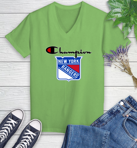 NHL Hockey New York Rangers Champion Shirt Women's V-Neck T-Shirt 7