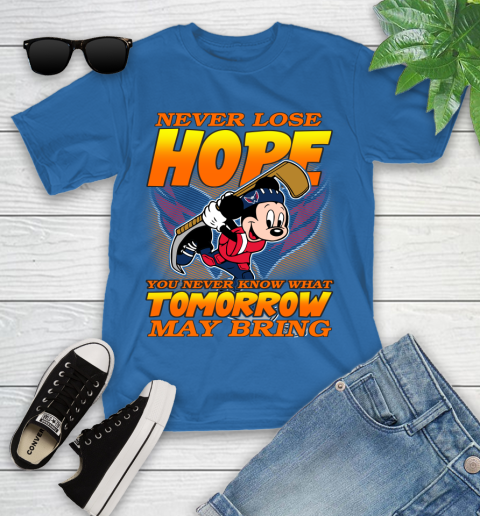 Washington Capitals NHL Hockey ootball Mickey Disney Never Lose Hope Youth T-Shirt 12