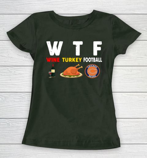 Chicago Bears Giving Day WTF Wine Turkey Football NFL Women's T-Shirt 4