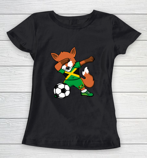Dabbing Fox Jamaica Soccer Fans Jersey Jamaican Football Fan Women's T-Shirt 2