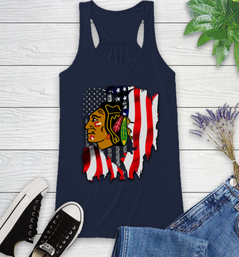 Chicago Blackhawks NHL Hockey American Flag Racerback Tank 10