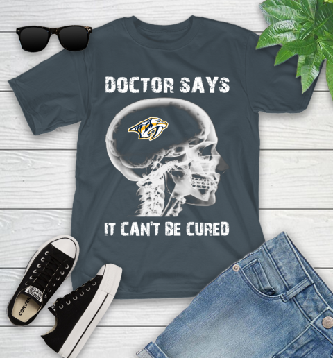 NHL Nashville Predators Hockey Skull It Can't Be Cured Shirt Youth T-Shirt 9