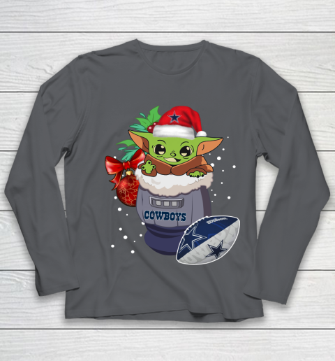 Dallas Cowboys Christmas Baby Yoda Star Wars Funny Happy NFL Youth Long Sleeve 8