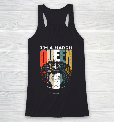 Queens are Born in March Retro Birthday Girl Shirt Vintage Racerback Tank