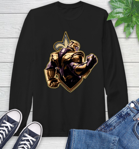 NFL Thanos Avengers Endgame Football Sports New Orleans Saints Long Sleeve T-Shirt 2